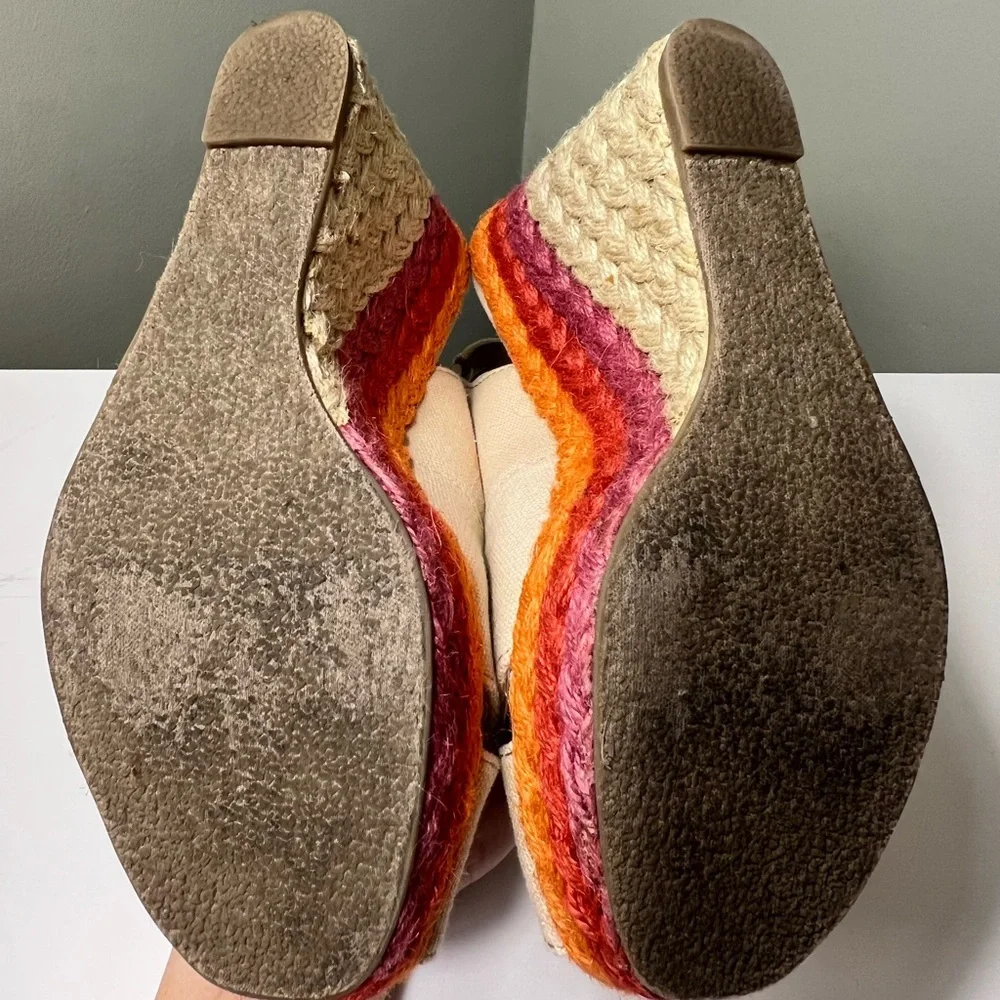 SO Beige Wedges with Orange and Purple Accents